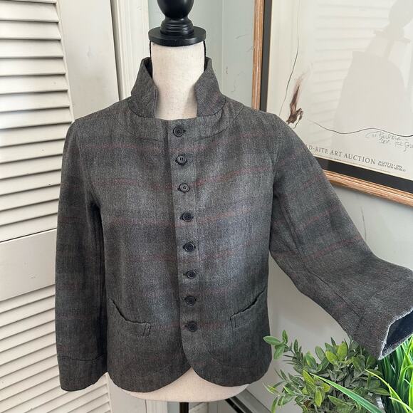 CP SHADES Womens Jacket Small Gray Cropped Wool Blend Neutral Academia Preppy - Picture 1 of 13
